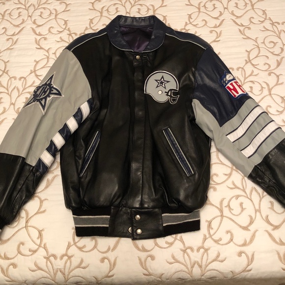 AMERICA'S TEAM The Dallas Cowboys Football Varsity, Vintage 100% Leather Jacket - Picture 2 of 16